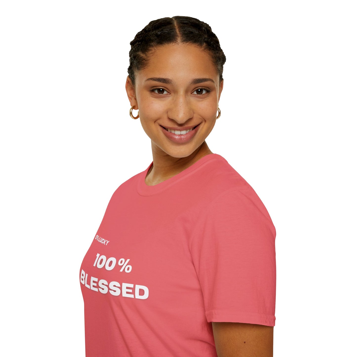 100% Blessed | Inspirational Proverbs 16:33 Unisex Softstyle T-Shirt