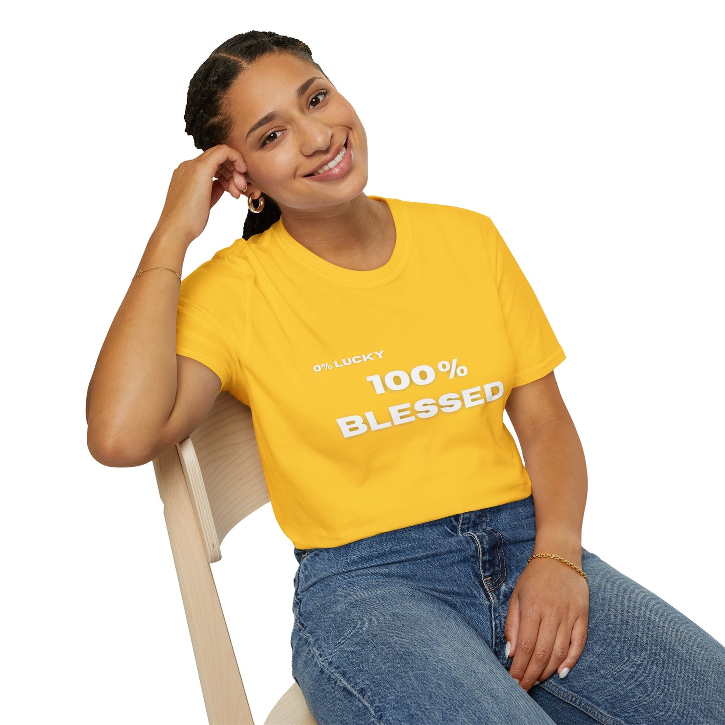 100% Blessed | Inspirational Proverbs 16:33 Unisex Softstyle T-Shirt
