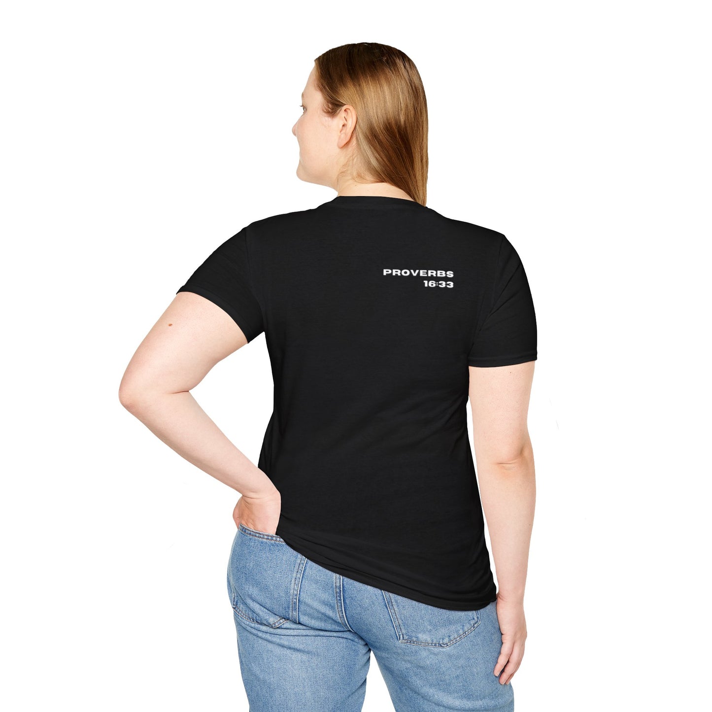 100% Blessed | Inspirational Proverbs 16:33 Unisex Softstyle T-Shirt