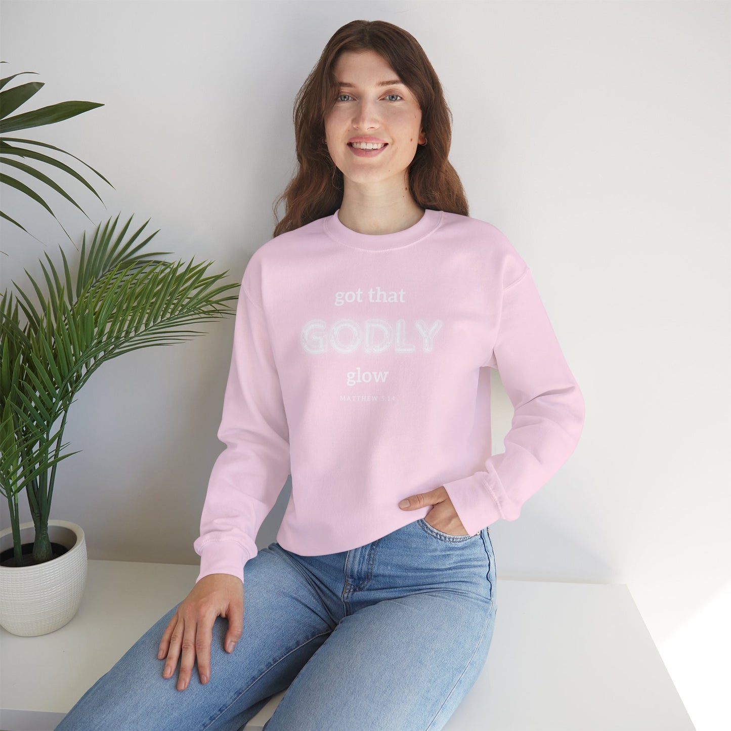 Godly Glow | Unisex Faith Inspired Crewneck Sweatshirt
