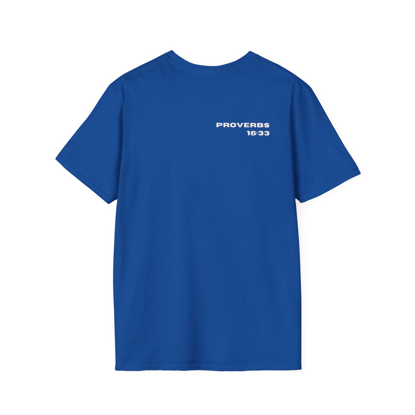 100% Blessed | Inspirational Proverbs 16:33 Unisex Softstyle T-Shirt