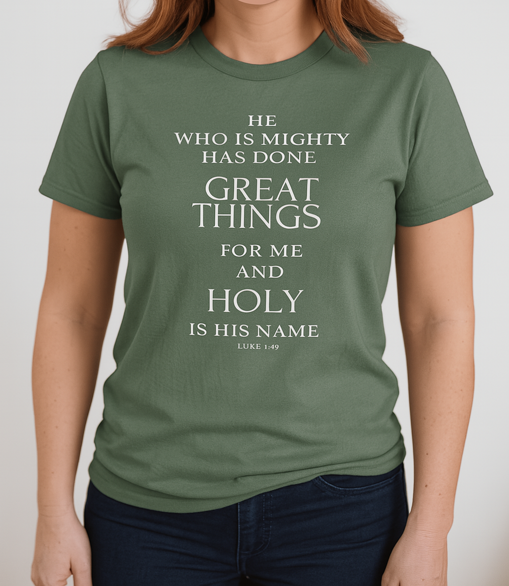 He Who Is Mighty | Inspirational Short Sleeve Tee for Men and Women