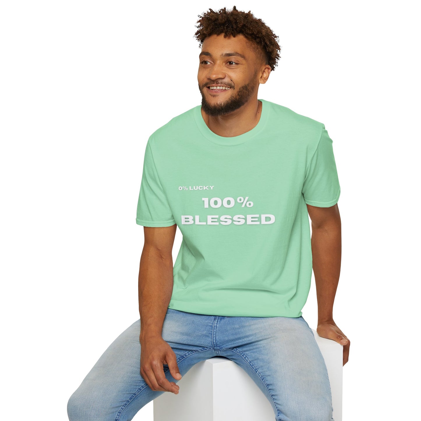 100% Blessed | Inspirational Proverbs 16:33 Unisex Softstyle T-Shirt