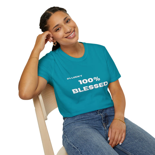 100% Blessed | Inspirational Proverbs 16:33 Unisex Softstyle T-Shirt